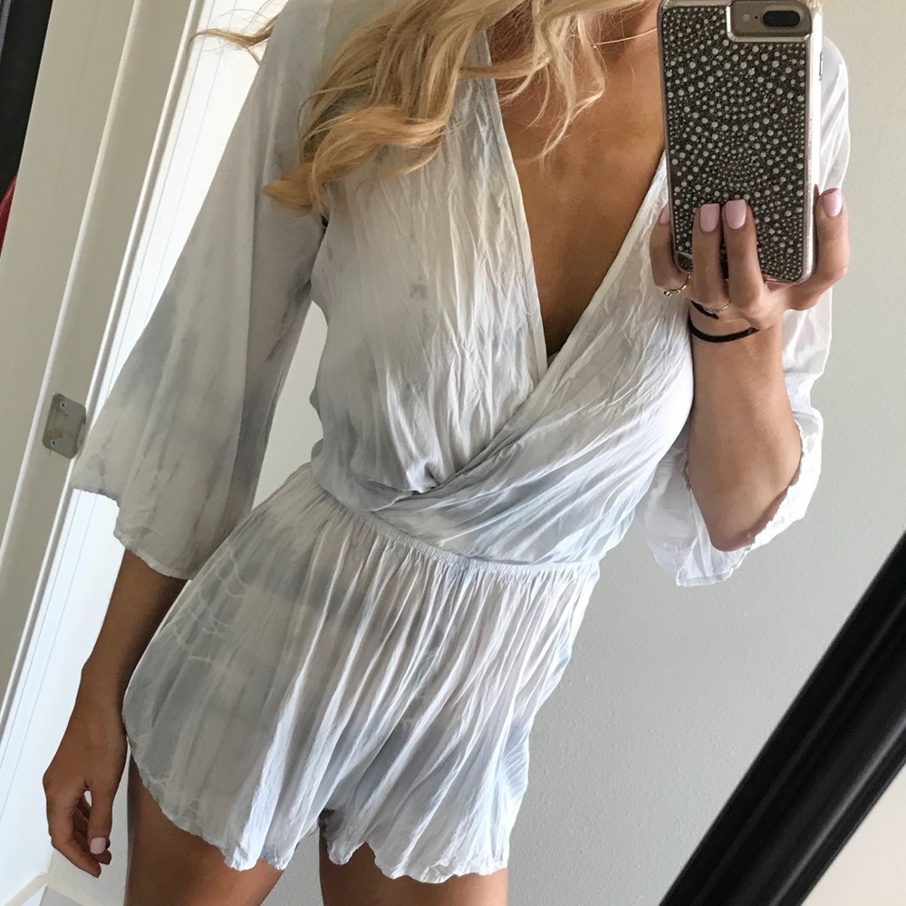 Tie-dyed Light Blue Romper